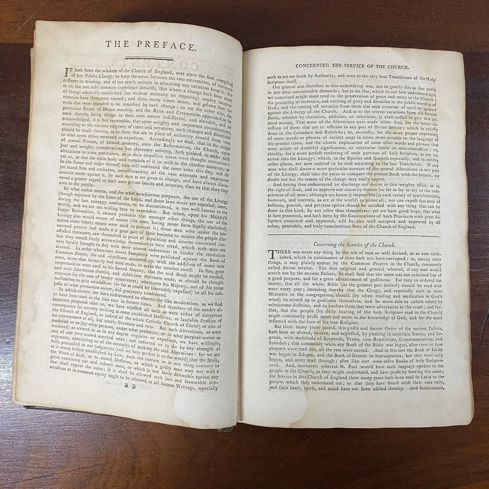 The Book of Common Prayer The Church of England Printed John Jarvis 1792 Marbled
